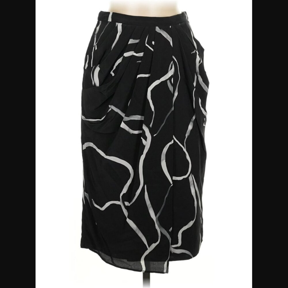 NWT Talulah 100% Silk Black/White Abstract Skirt Medium